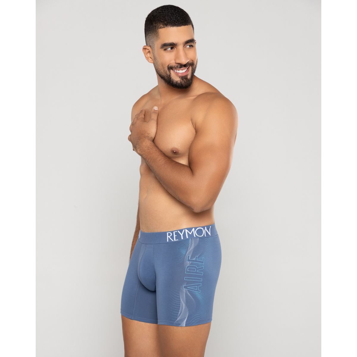 REYMON - Bóxer semilargo estampado lateral para hombre