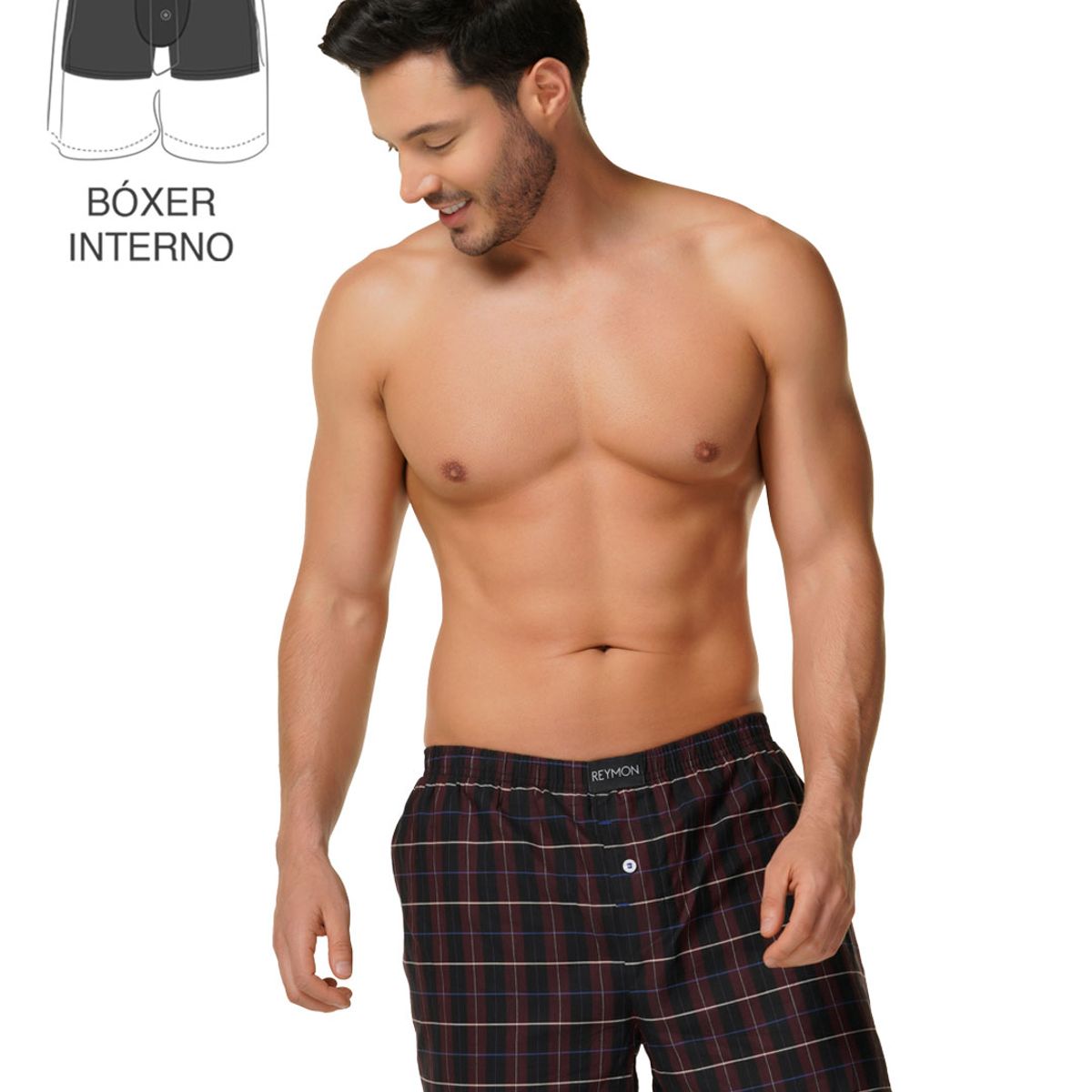 REYMON - Bóxer suelto con bóxer interno para hombre 3052