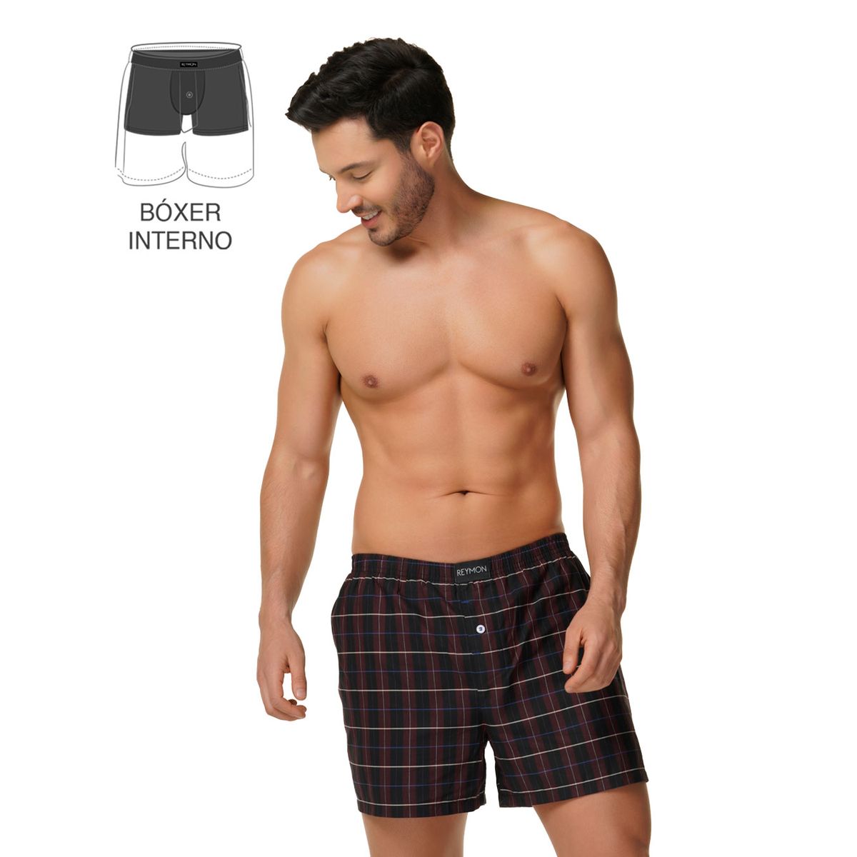 REYMON - Bóxer suelto con bóxer interno para hombre 3052