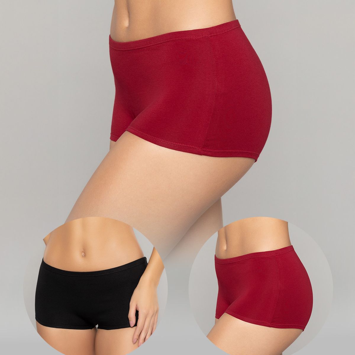 REYMON - Bóxer básico paquete x2 tiro alto para mujer