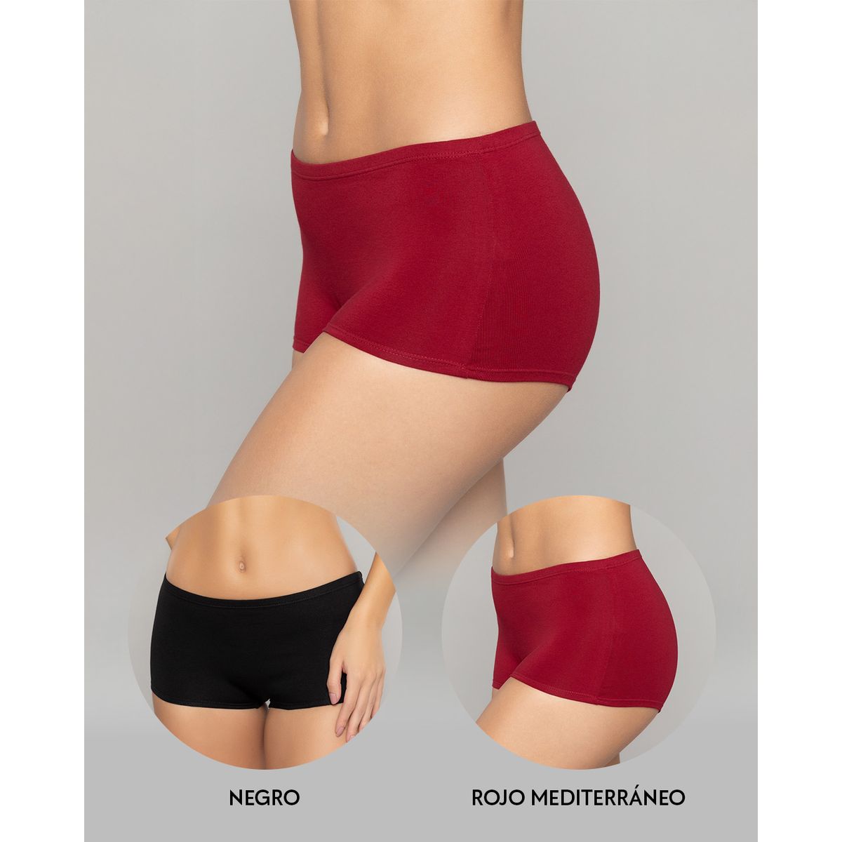 REYMON - Bóxer básico paquete x2 tiro alto para mujer