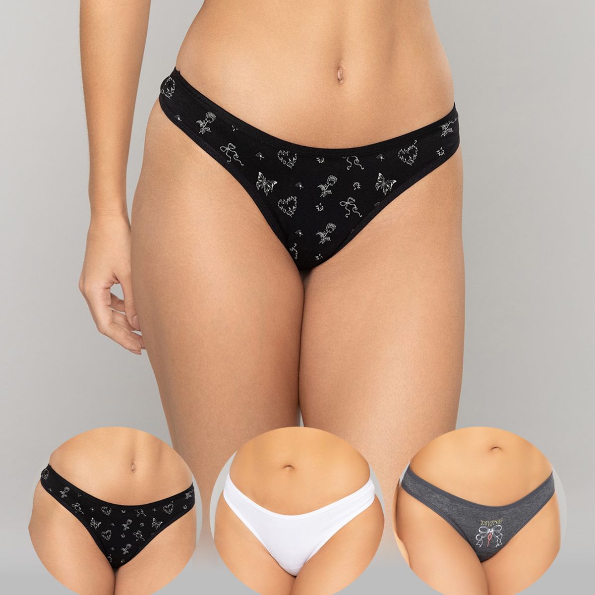REYMON - Tanga Brasilera PAQUETE X3 Para Mujer En Algodón Ref. 9203