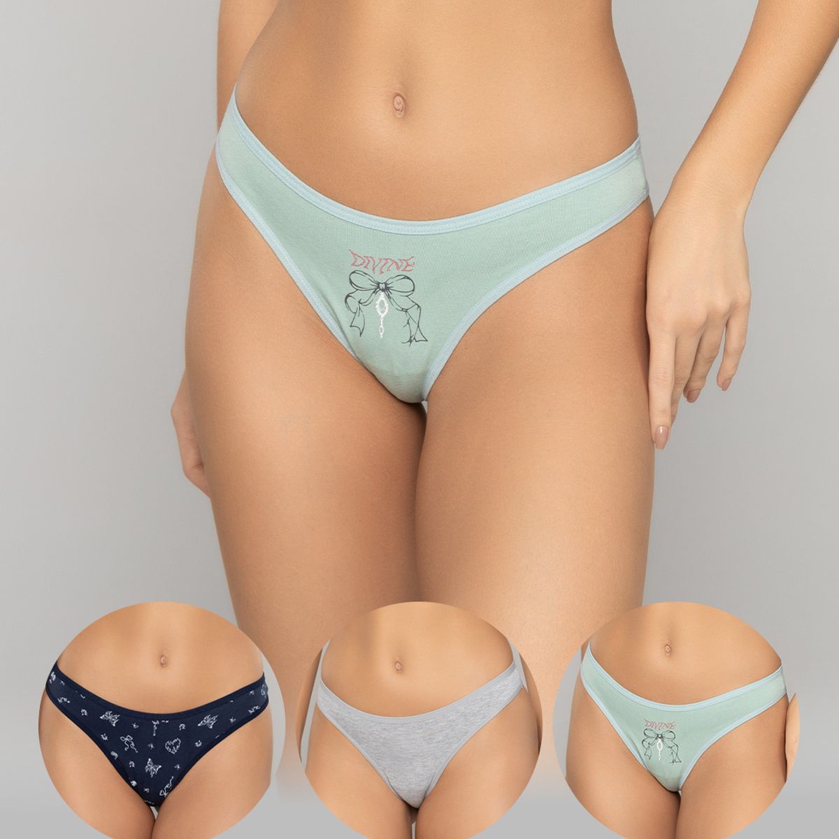 REYMON - Tanga Brasilera PAQUETE X3 Para Mujer En Algodón Ref. 9203