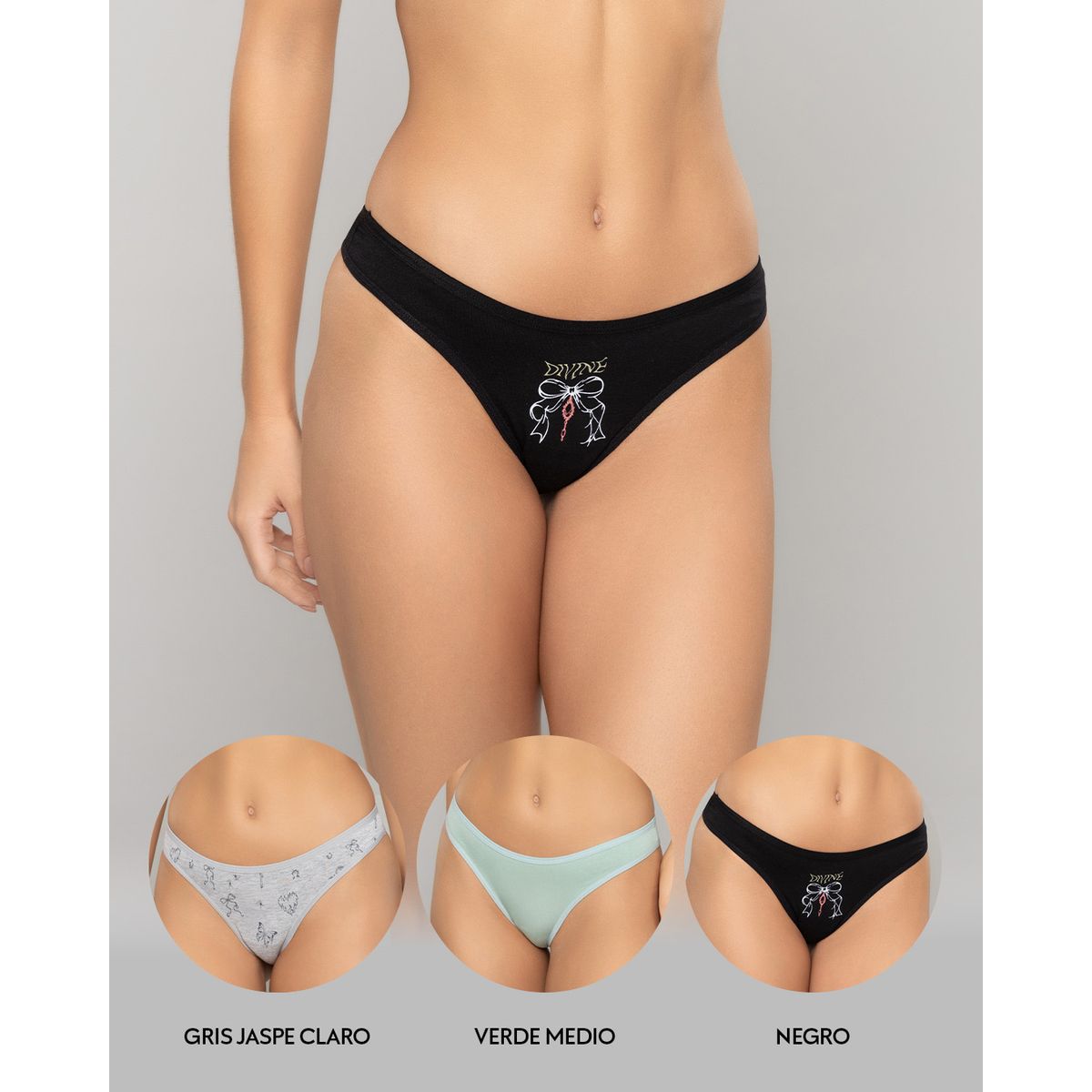 REYMON - Tanga Brasilera PAQUETE X3 Para Mujer En Algodón Ref. 9203