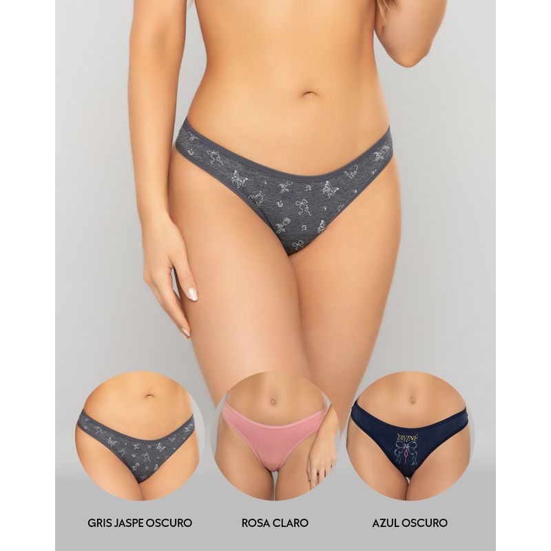 REYMON - Tanga Brasilera PAQUETE X3 Para Mujer En Algodón Ref. 9203