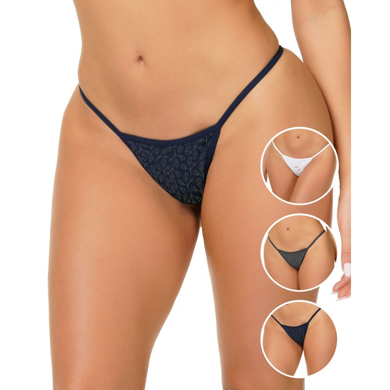 REYMON - Tanga Hilo PAQUETE X3 Para Mujer En Algodón Ref. 9003
