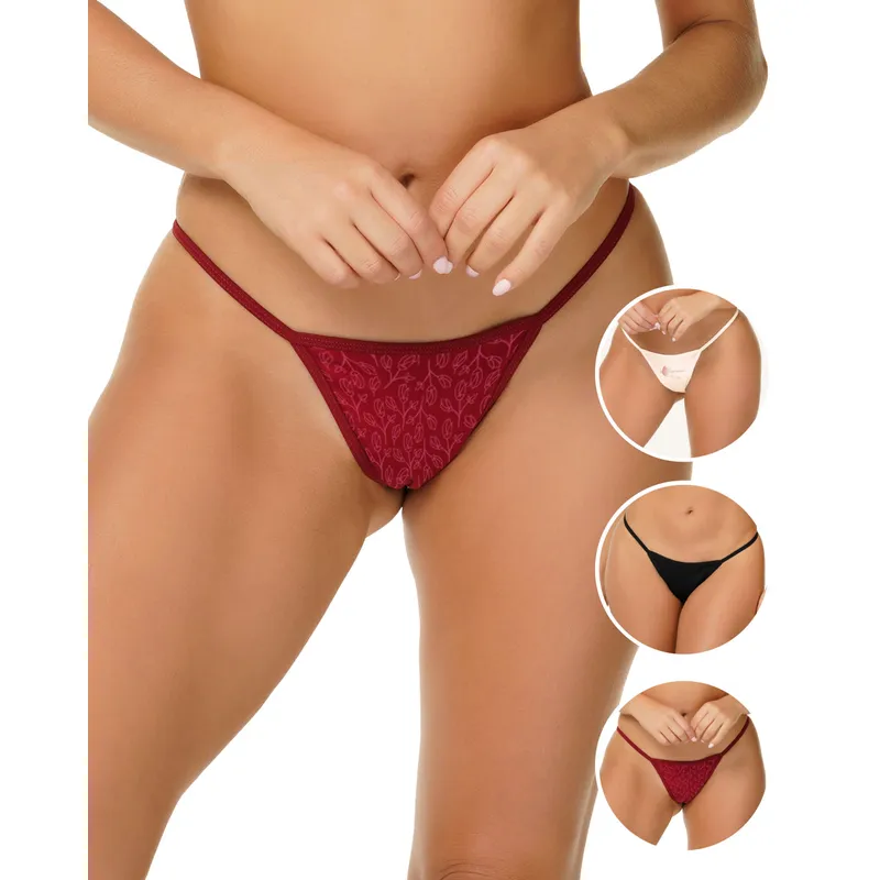 REYMON - Tanga Hilo PAQUETE X3 Para Mujer En Algodón Ref. 9003