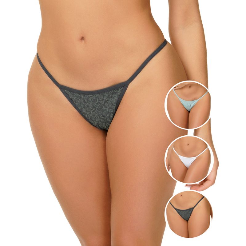 REYMON - Tanga Hilo PAQUETE X3 Para Mujer En Algodón Ref. 9003