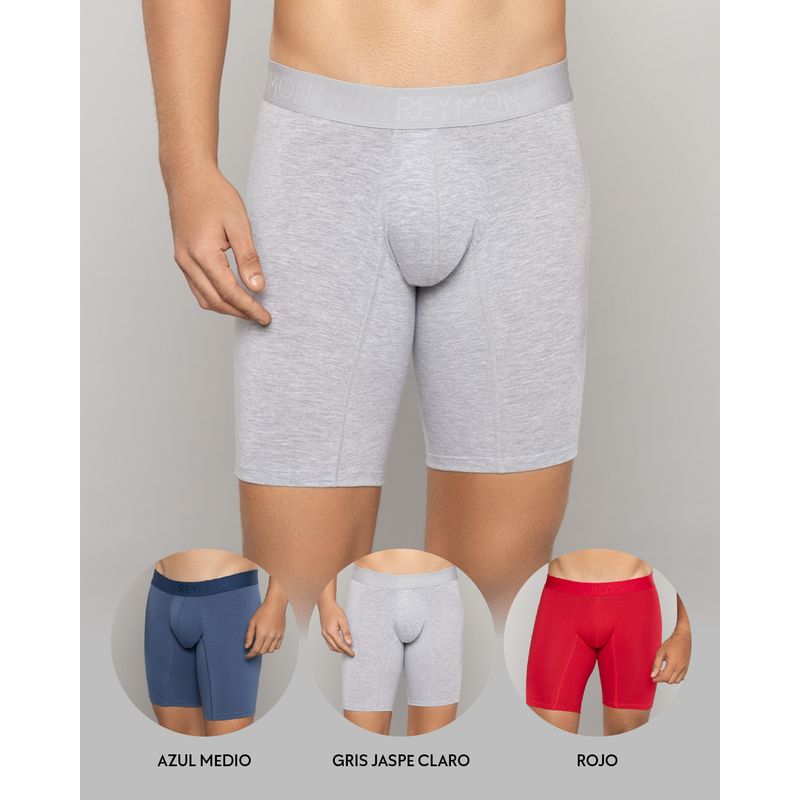 REYMON - Trio Boxer Largo Algodón UNICOLOR Para Hombre Ref.3001