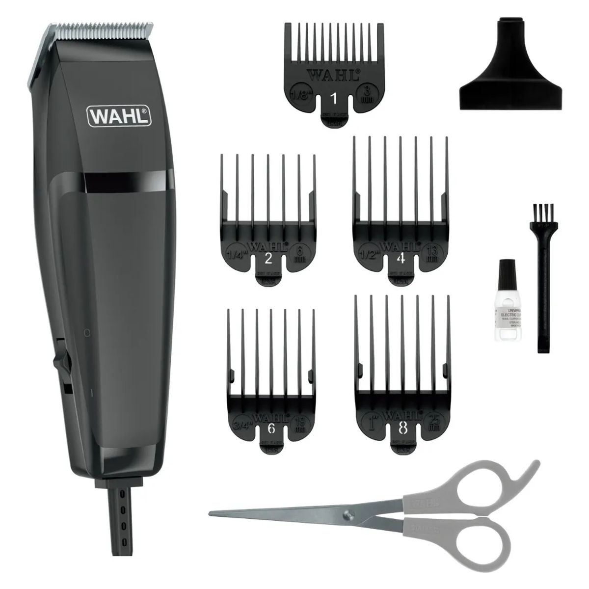 WAHL - Máquina Rasuradora De Cabello Wahl Easy Cut Con 5 Peines Guía y Tijera Gris