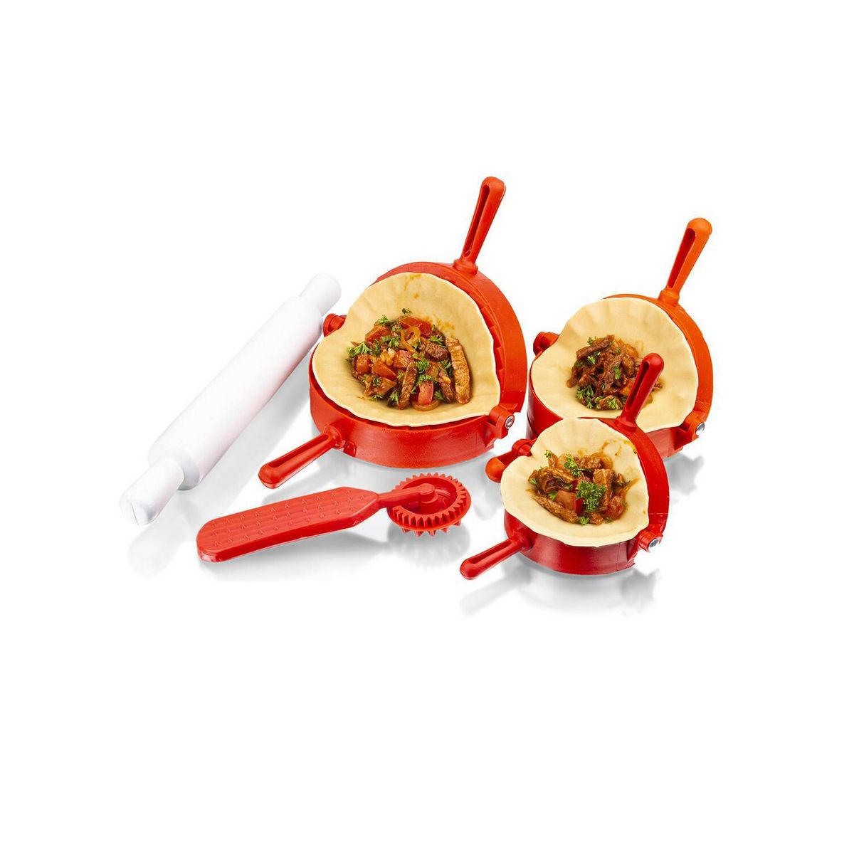 CHEF MASTER - Set 3 moldes para empanadas, cortador y rodillo ch