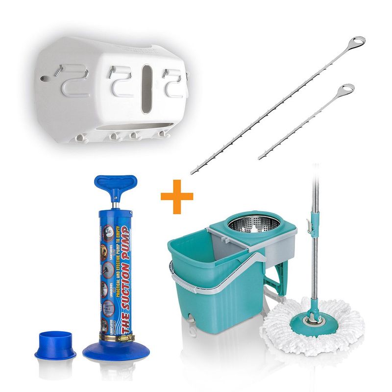 ENERGY PLUS - Trapero giratorio Stainless  Bomba  Portaescobas  Sonda