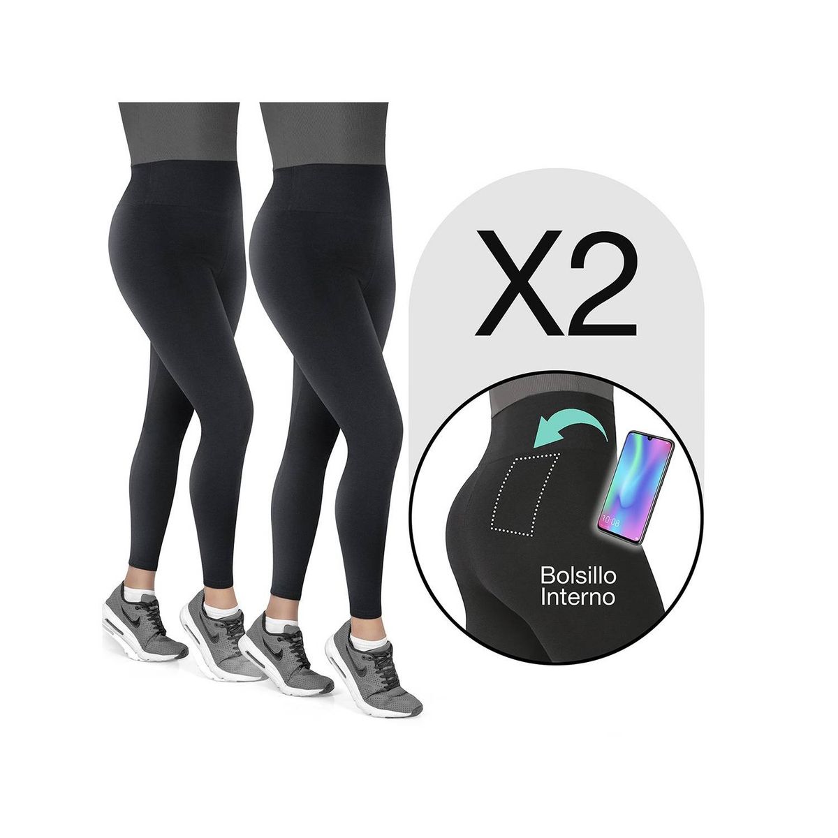 THIN & HAPPY - Combo dos leggins deportivos con bolsillo