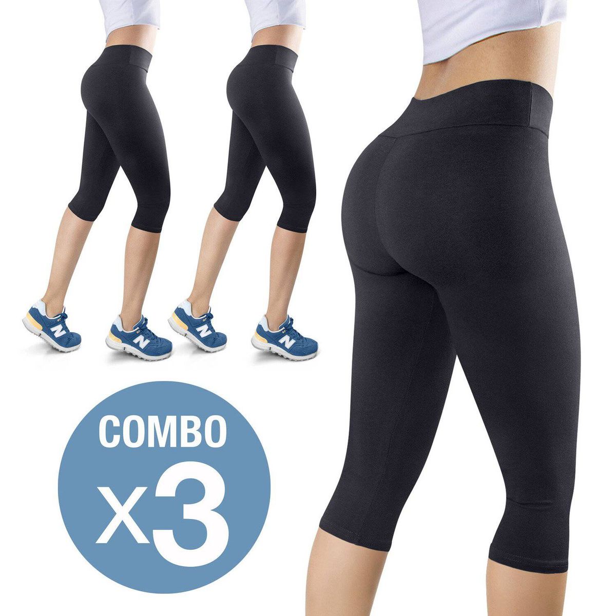 THIN & HAPPY - Combo tres licras abajo de la rodilla mujer