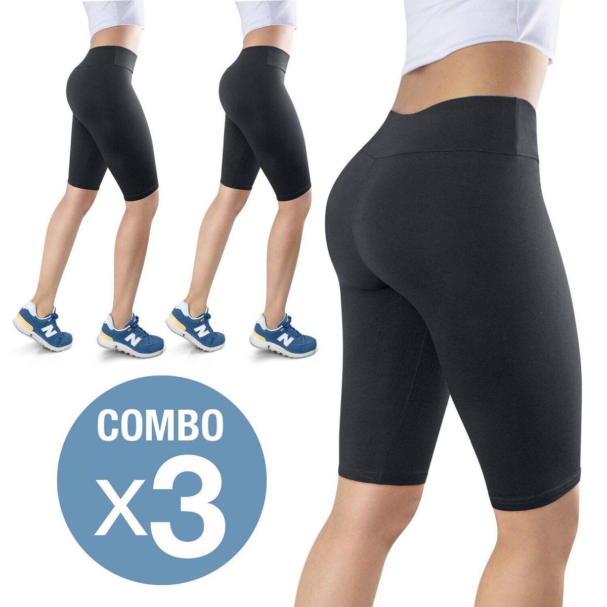 THIN & HAPPY - Combo tres licras arriba de la rodilla mujer