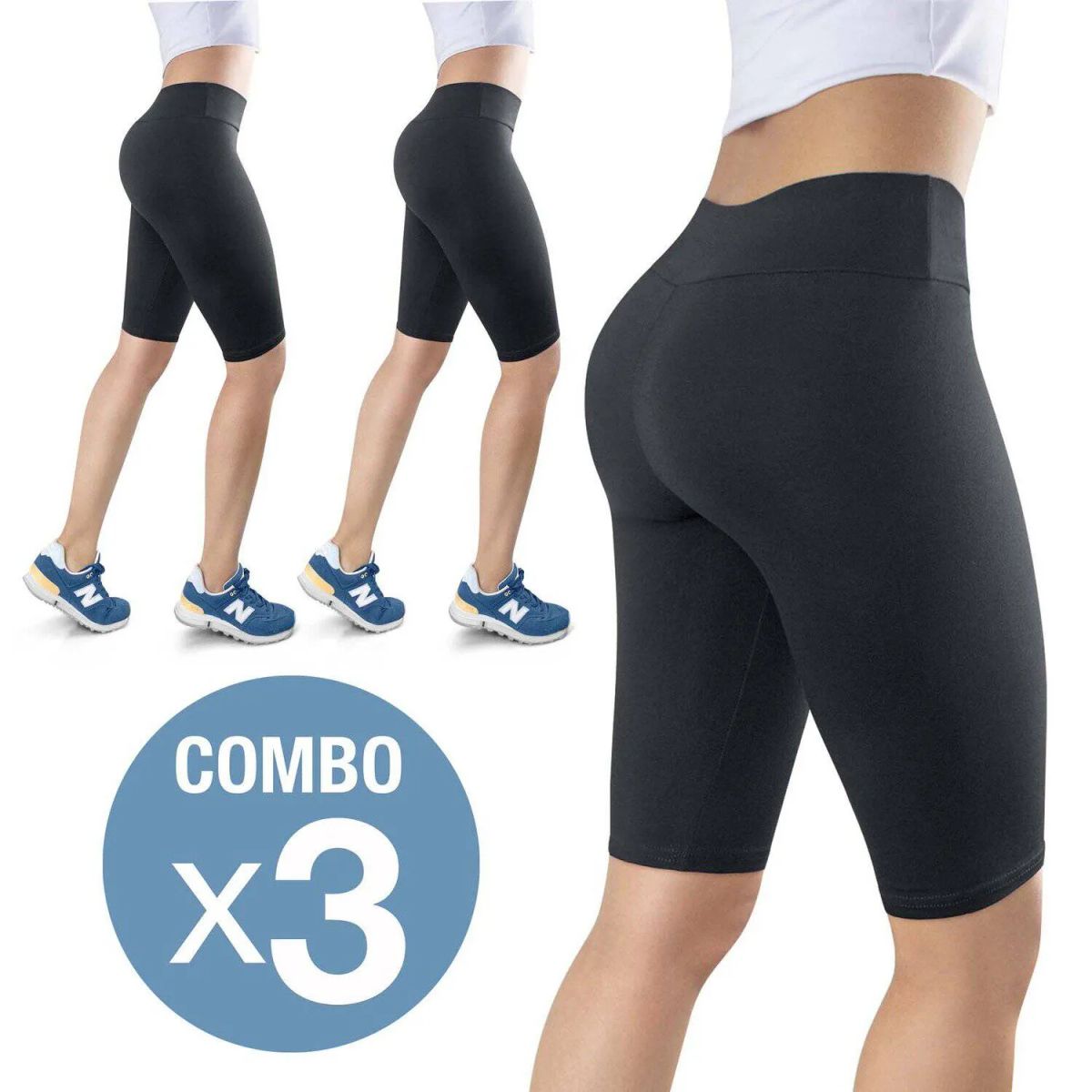 THIN & HAPPY - Combo tres licras arriba de la rodilla mujer