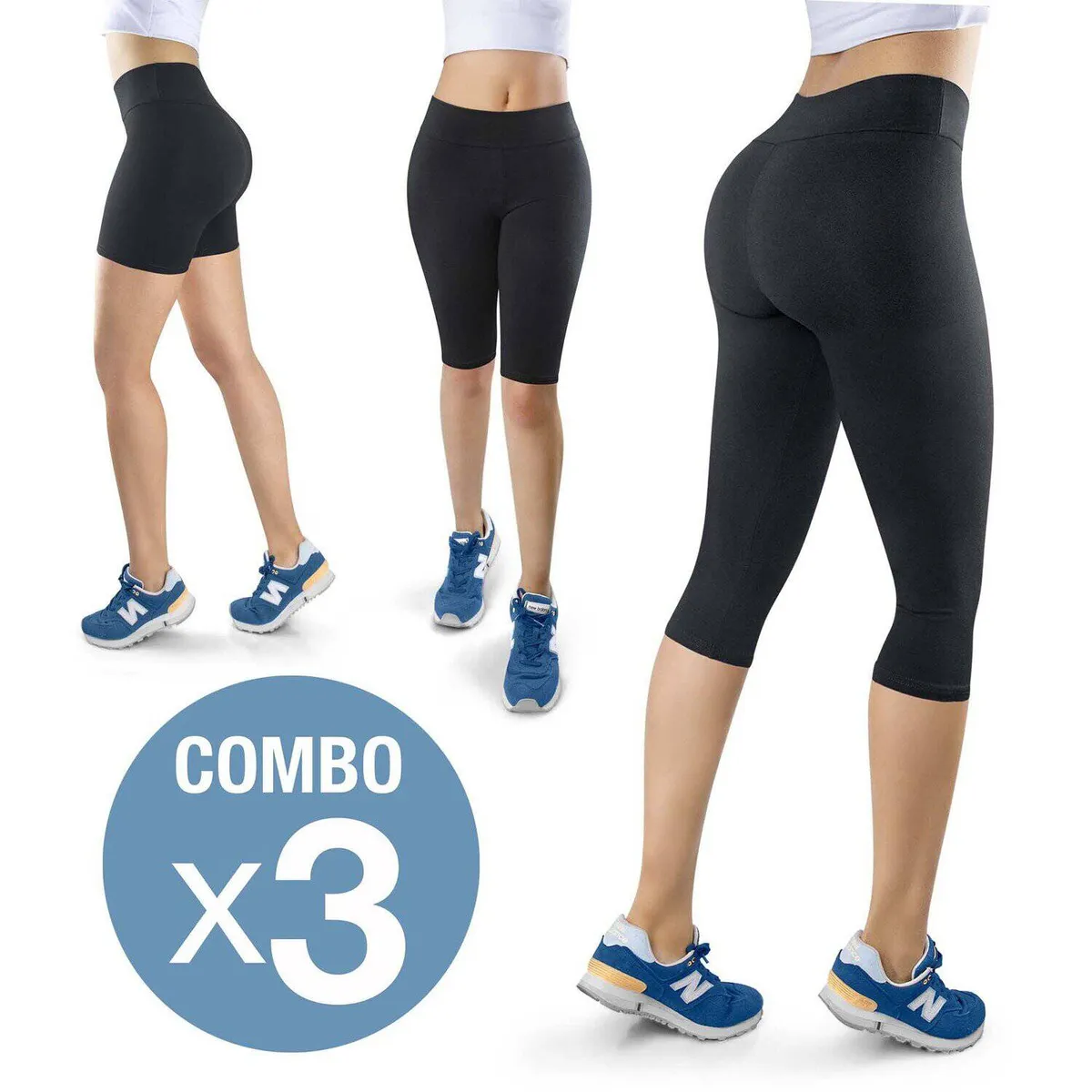 THIN & HAPPY - Combo tres licras capri torero licra