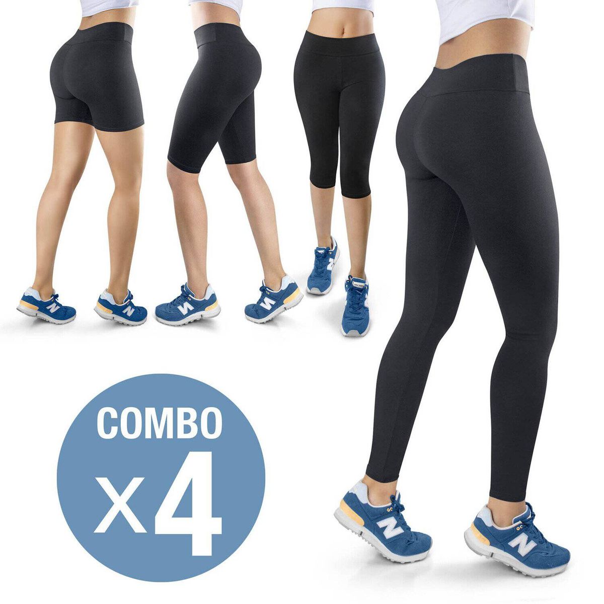 THIN & HAPPY - Combo cuatro licras leggins capri torero licra