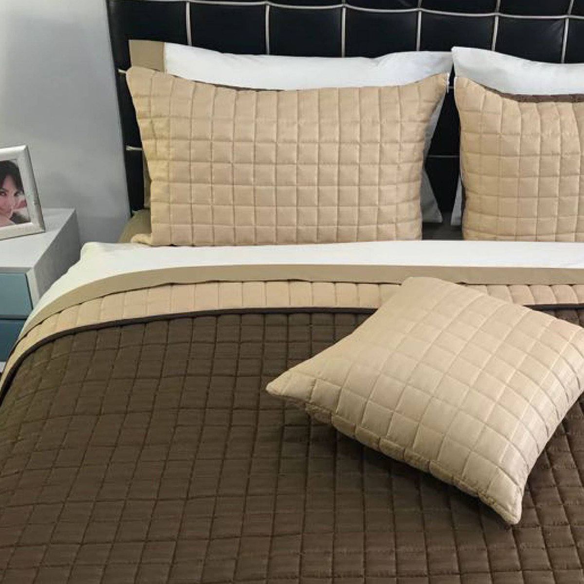 KARYTEX - Edredon Quilt Sencillo Café - Camel Polialgodón - Karytex