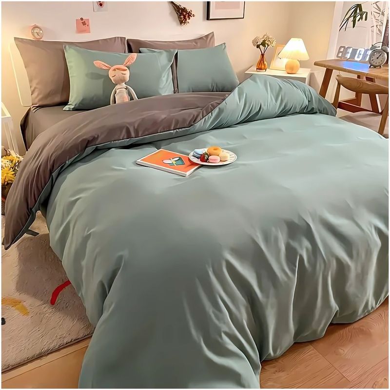 KARYTEX - Funda Duvet Unicolor Doble Faz Cama Doble Verde-Gris.