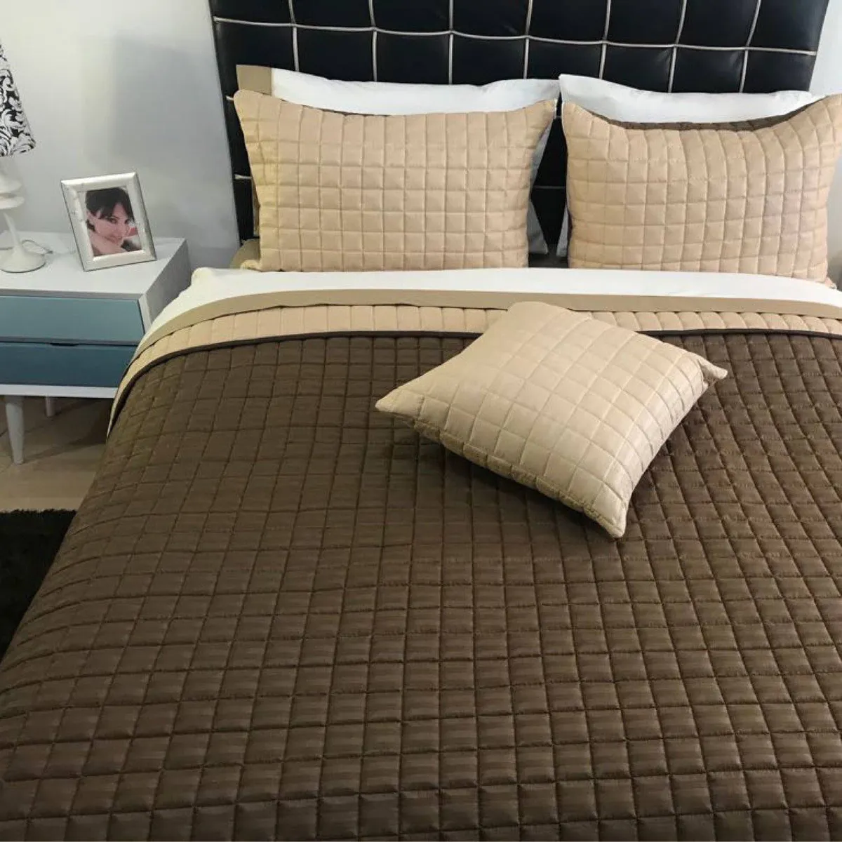 KARYTEX - Edredon Quilt King Café - Camel Polialgodón - Karytex