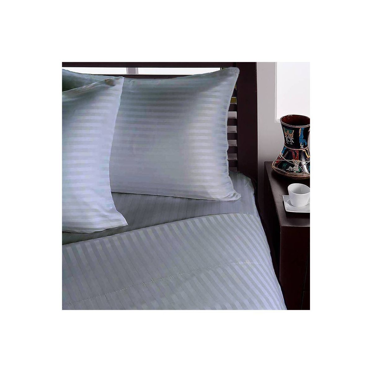KARYTEX - Juego de Sábanas King Gris Rayas Polialgodón -  Karytex
