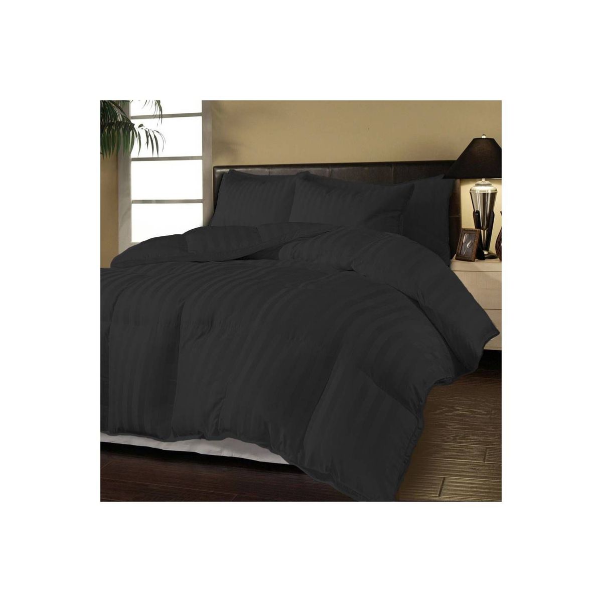 KARYTEX - Plumon Hotelero Sencillo Negro Rayas Polialgodón - Karytex