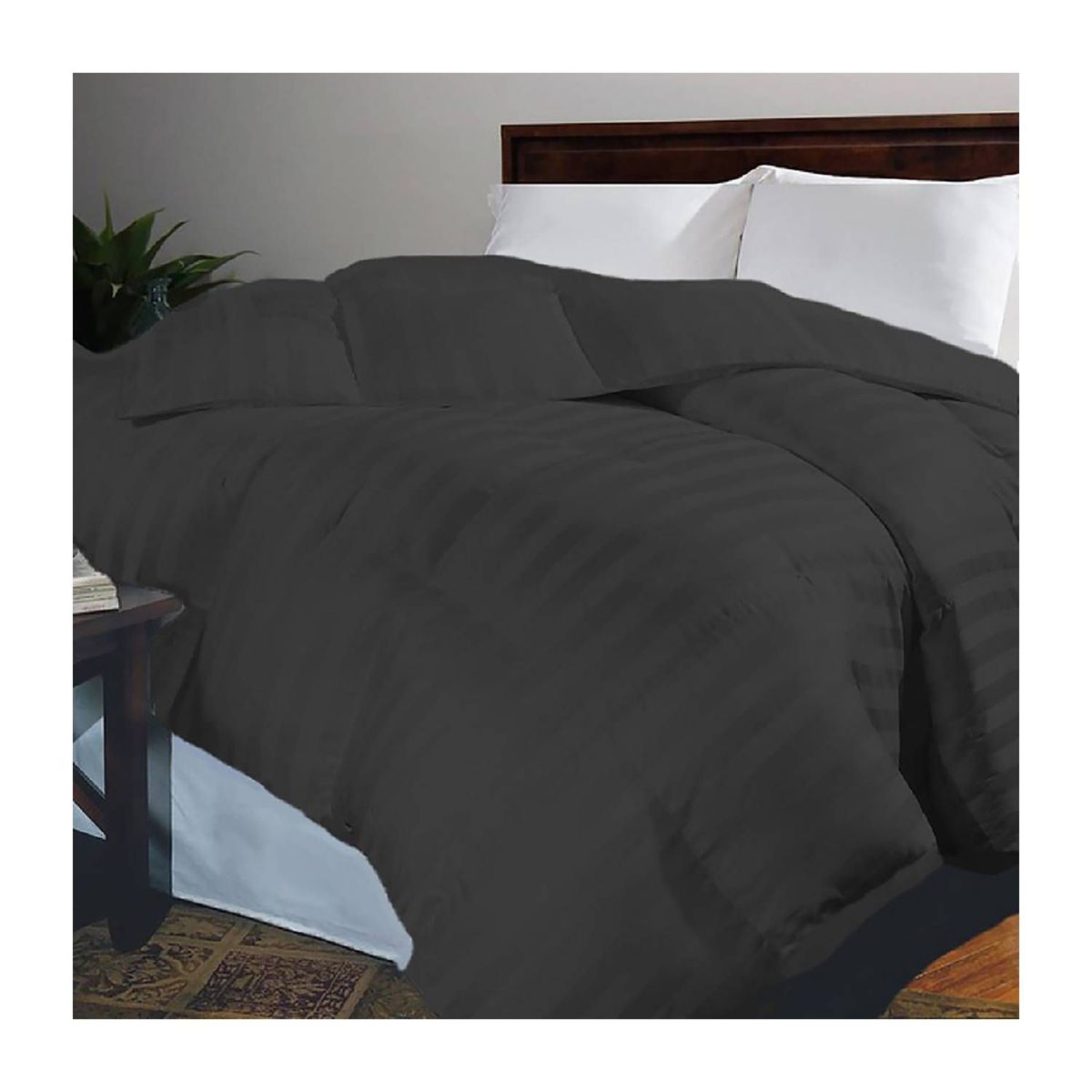 KARYTEX - Plumon Hotelero Sencillo Negro Rayas Polialgodón - Karytex