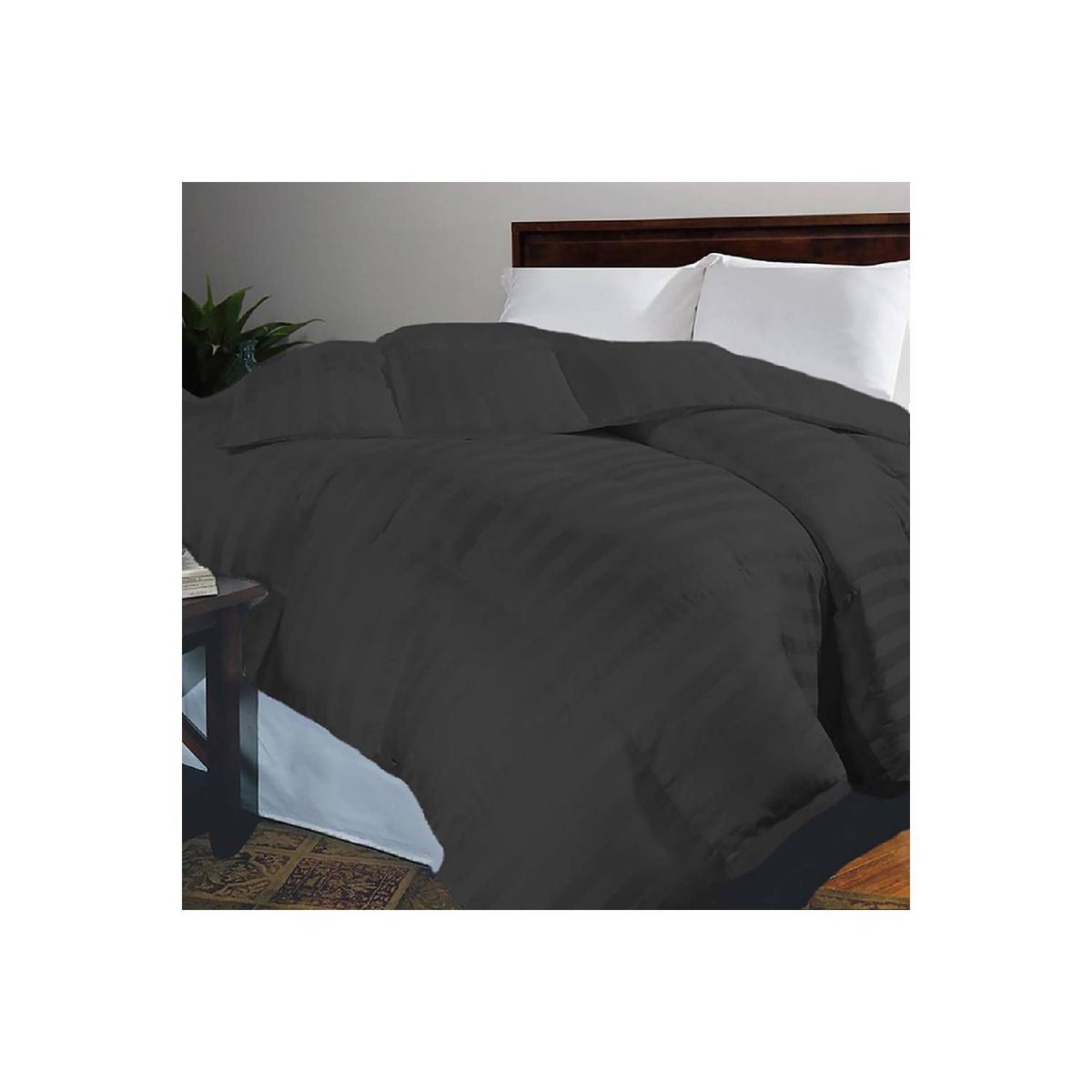 KARYTEX - Plumon Hotelero Queen Negro Rayas Polialgodón - Karytex