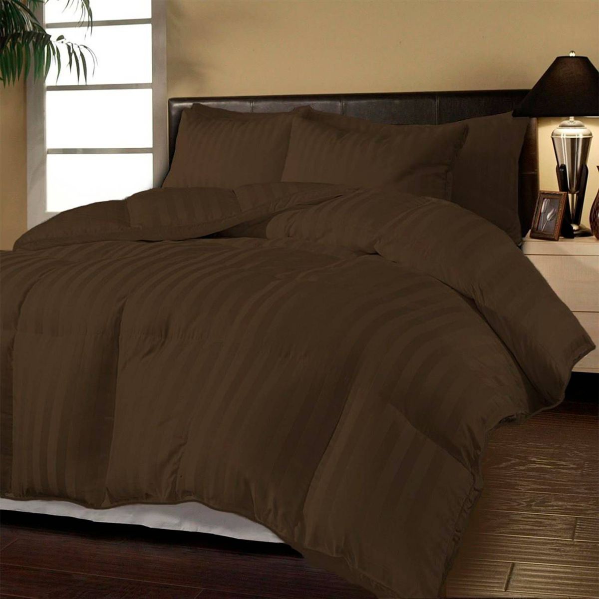 KARYTEX - Plumon Acolchado Doble Café Rayas Polialgodón - Karytex