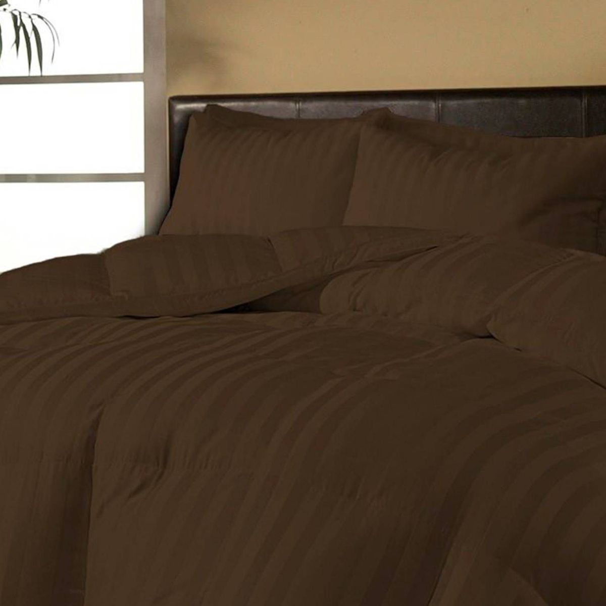 KARYTEX - Plumon Acolchado Doble Café Rayas Polialgodón - Karytex