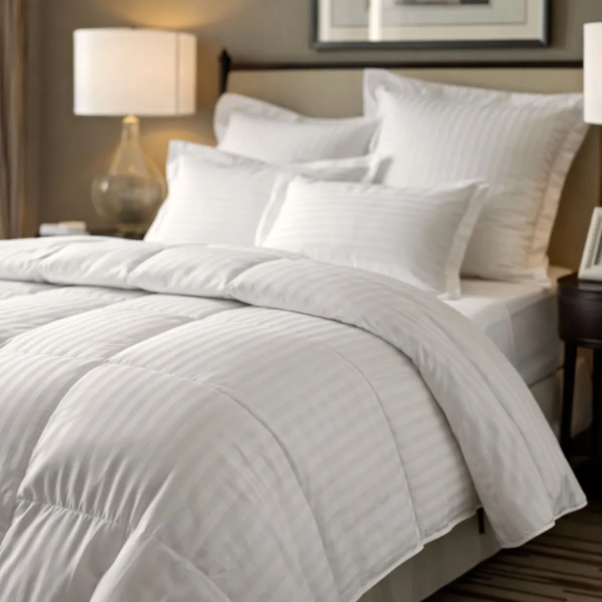 KARYTEX - Plumon Acolchado Doble Beige Rayas Polialgodón - Karytex