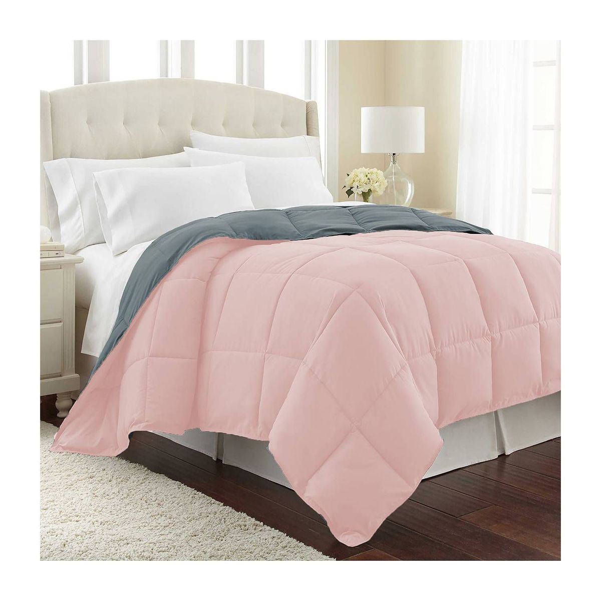 KARYTEX - Plumon Acolchado King Rosa - Gris Polialgodón - Karytex