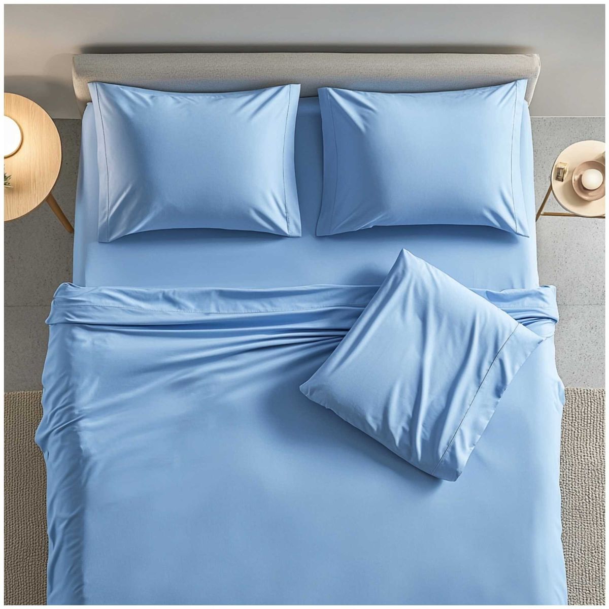 KARYTEX - Juego de Sábanas Cama Doble Color Navy Perla