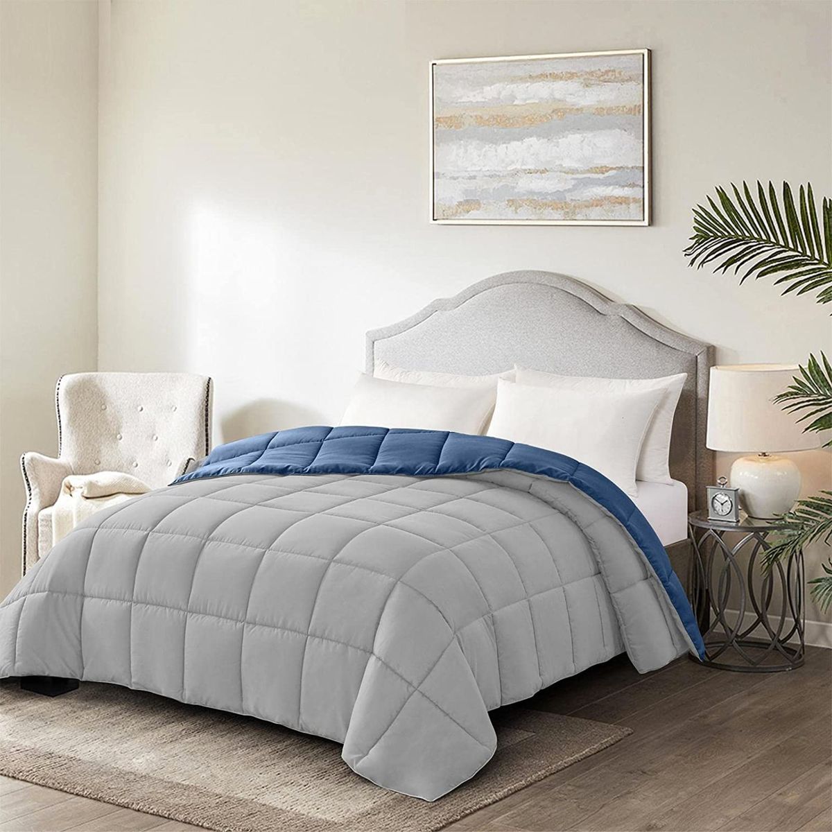 KARYTEX - Plumon Acolchado Doble Azul - Gris Polialgodón - Karytex