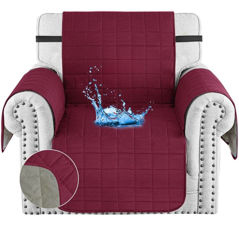 KARYTEX - Protector de sofá 1 Puesto doble faz vino tinto- gris