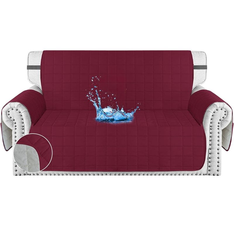 KARYTEX - Protector de sofá 2 Puestos doble faz vino tinto- gris