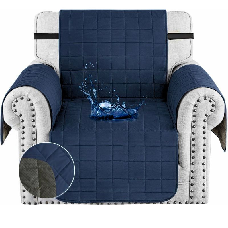 KARYTEX - Protector de sofá 1 Puesto doble faz azul oscuro- gris