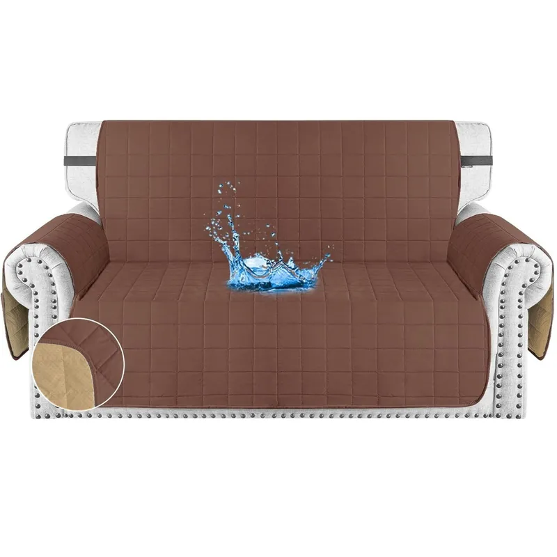 KARYTEX - Protector de sofá 2 Puestos doble faz chocolate -  camel