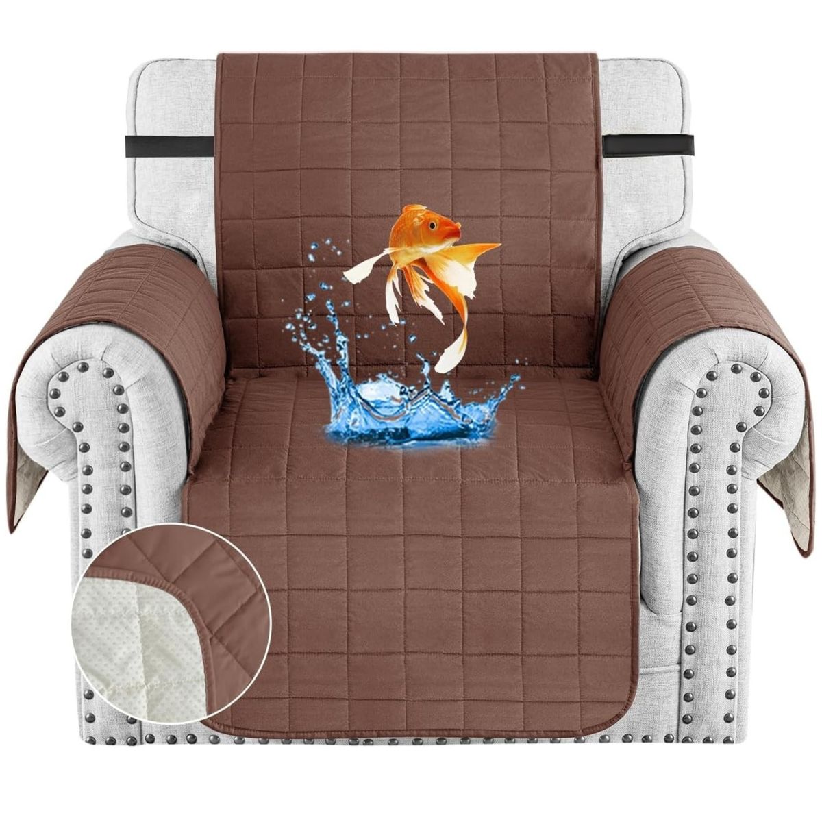 KARYTEX - Protector de sofá 1 Puesto doble faz chocolate -  camel