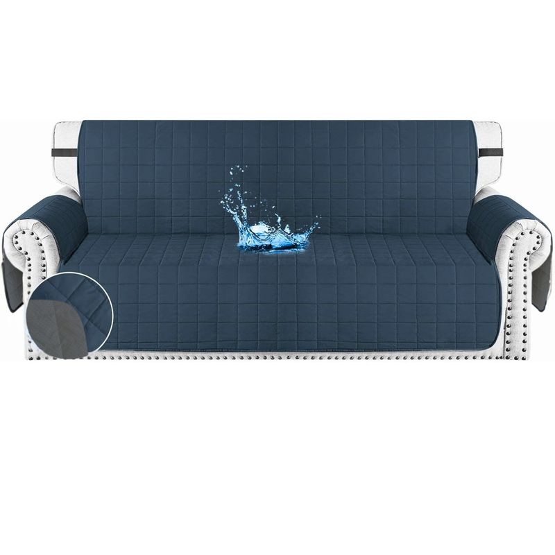 KARYTEX - Protector de sofá 3 Puestos doble faz azul oscuro- gris