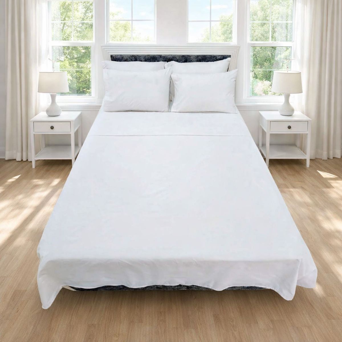 HOGARETO - Juego de Sábanas Blancas Cama King 200x200cm