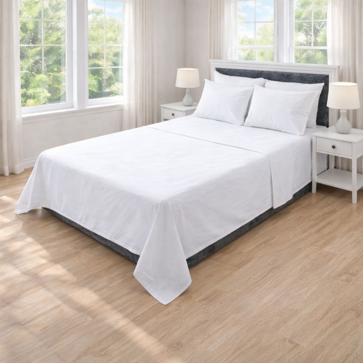 HOGARETO - Juego de Sábanas Blancas Cama King 200x200cm