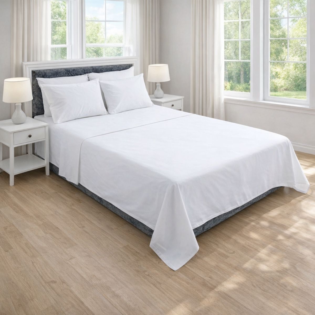 HOGARETO - Juego de Sábanas Blancas Cama Semidoble