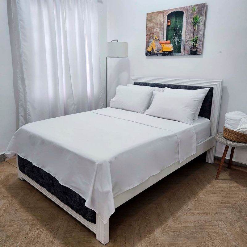 HOGARETO - Juego de Sábanas Blancas Cama Queen 160x190cm