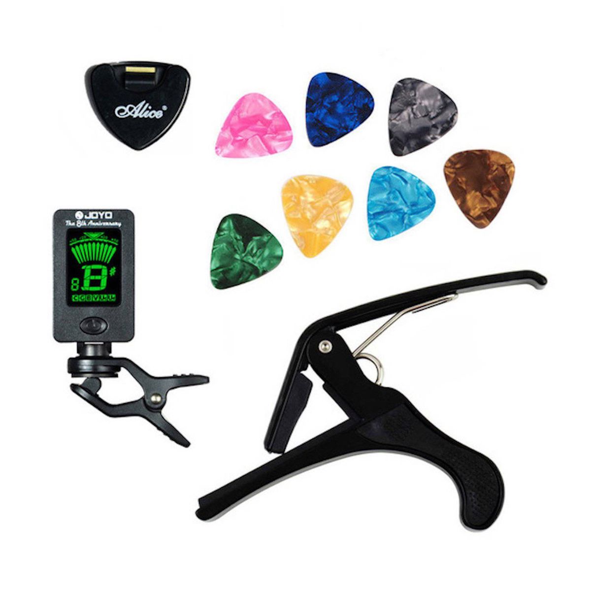 UBMD - Kit guitarra capo plumillas puas plectro afinador