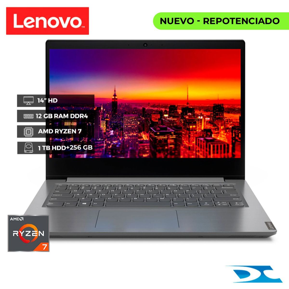 LENOVO - Portátil Lenovo V14-ARE Ryzen 7 /RAM 12 GB /1TB HDD + 256GB SSD  / 14 / Free