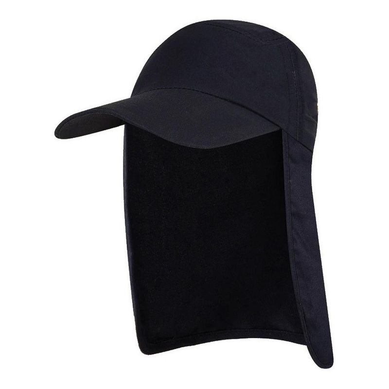 VELBROS - Gorra Cachucha Safari Protector Cuello Capa Viaje Sol Chavo - Negro