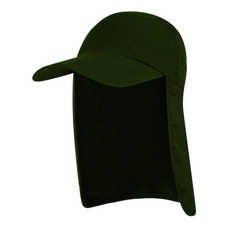 VELBROS - Gorra Cachucha Safari Protector Cuello Capa Viaje Sol Chavo - Verde oscuro