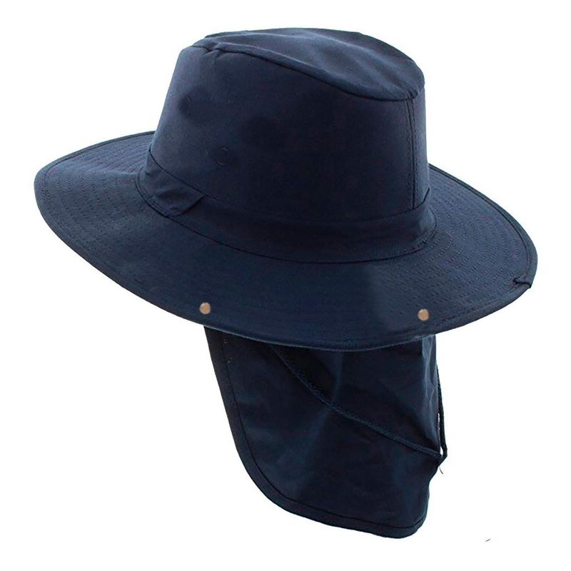 VELBROS - Sombrero Safari Proteccion Sol Cuello Solapa Pesca Deporte - Azul oscuro